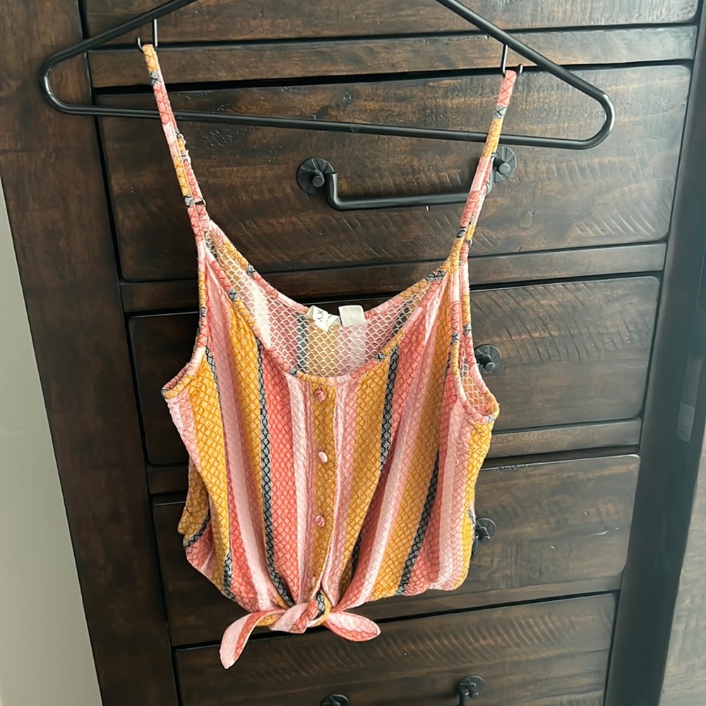 Roxy button up crop tank